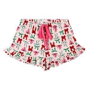 Pink Bow Pajama PJ Shorts with Ruffle Trim Tik Tok Viral